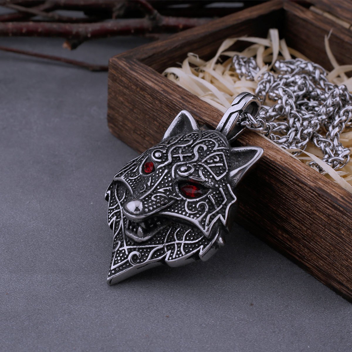 VIKINGR ™ | NASZYJNIK GŁOWA WILKA FENRIR - obrazek 5