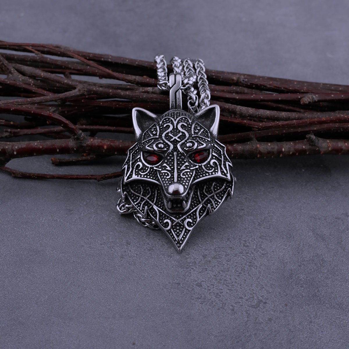 VIKINGR ™ | NASZYJNIK GŁOWA WILKA FENRIR - obrazek 3