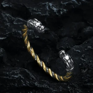 VIKINGR ™ | BRANSOLETA WIKINGA GŁOWY WILKA